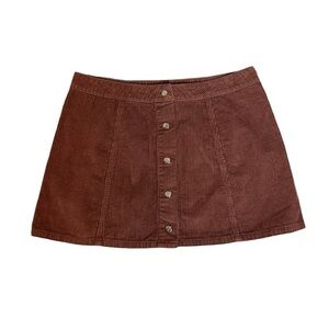 Forever 21 Brown Corduroy Front Snap Mini Skirt Sz. U.S. 31